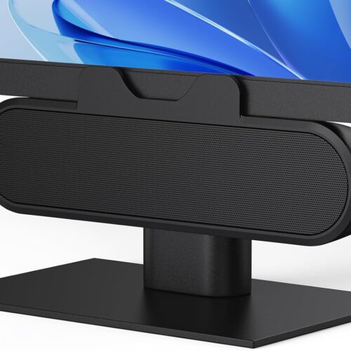Computer Speakers for Desktop PC, USB Monitor Speaker Bar with Clip-On, Wired Desk Speakers with HD Stereo Loud Sound, Laptop Speaker Mini Sound Bar, Easily Clamps to Monitor