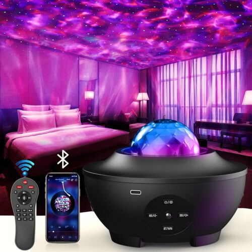 Star Projector,Galaxy Projector Night Light with Remote Control,White Noise,Music Speaker&Timer,Starry Light Projector for Bedroom,Party,Decoration,Star Night Light
