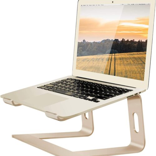Laptop Stand Aluminum Laptop Riser Compatible with Mac MacBook Air Pro 10 to 15.6 Inch Notebook Computer, Ergonomic Elevator Holder (Gold)