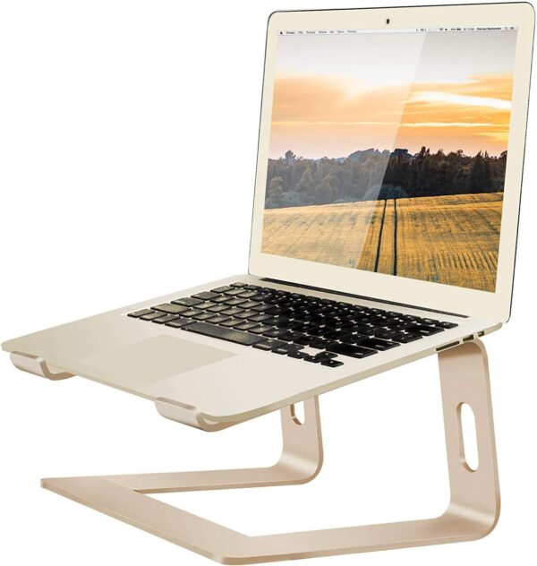 Laptop Stand Aluminum Laptop Riser Compatible with Mac MacBook Air Pro 10 to 15.6 Inch Notebook Computer, Ergonomic Elevator Holder (Gold) 1