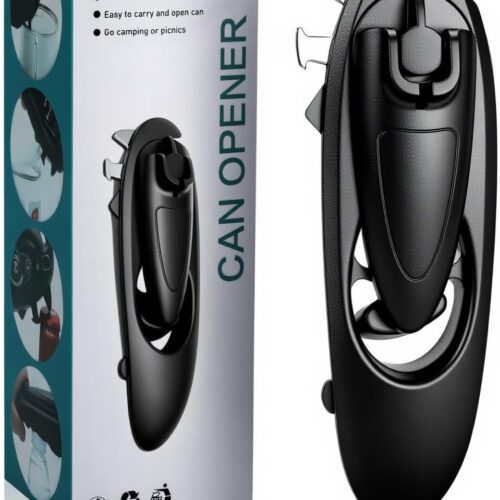 8 in 1 Multifunctional Can Opener, Black Smooth Edge Bottle Opener with Magnetic,360°Rotating Handle Can Opener Manual
