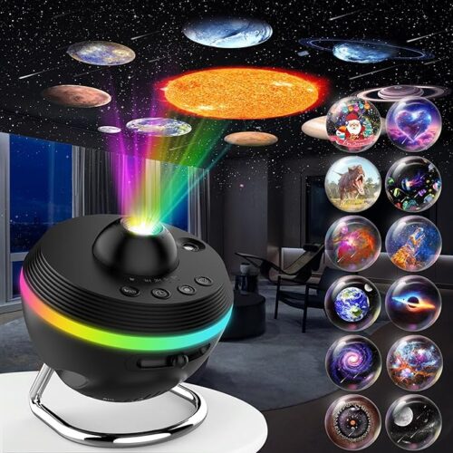 Galaxy Projector, 12 in 1 HD Planetarium Galaxy Star Projector for Bedroom Ceiling, Galaxy Light with Meteor Effects and Timer Night Light for Kids Adults Home Theater Decor Gifts