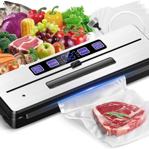 KingSom Vacuum Sealer Machine, 8 in1 Food Vacuum Sealers with Digital Timer,80KPA Compact Vacuum Sealer for food,Build-in Cutter,Dry/Moist/Moist+/Soft Modes,food Sealer Vacuum Sealers with Vacuum Bags