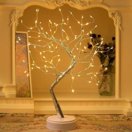 Fairy Light Spirit Tree,20" Tabletop Bonsai 108 LED Tree Light, USB or Battery Powered,Touch Sensor Switches,DIY Artificial Tree Lamp for Bedroom Desktop Christmas Room Decor (Warm White)
