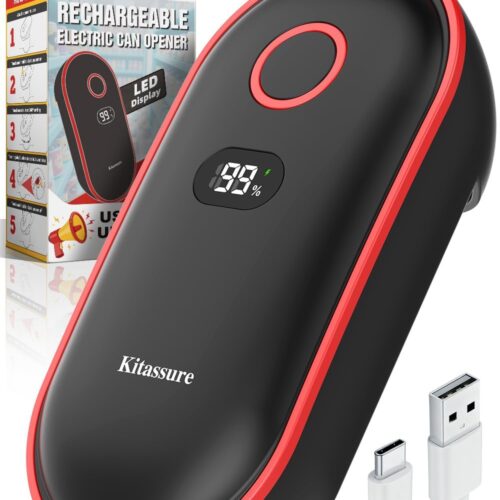 Handsfree Smart Touch Rechargeable Electric Can Opener Easy Flex Side Cut All Can Sizes with LED Display and Smooth Edge Safety for Arthritis & Seniors, Automatic Kitchen Christmas Gifts