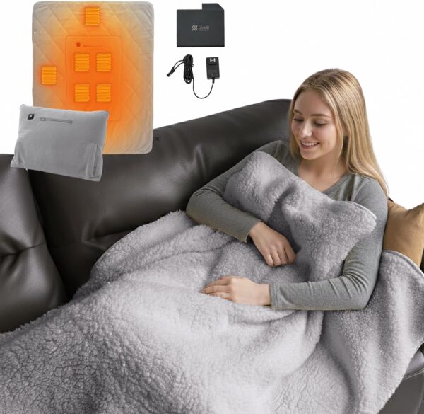Heated Blanket, Portable Battery Operated Blanket, 10000mAh Large 50"x60" Cordless Rechargeable Electric Throw for Adults, Camping, Car Travel & Home Use 1