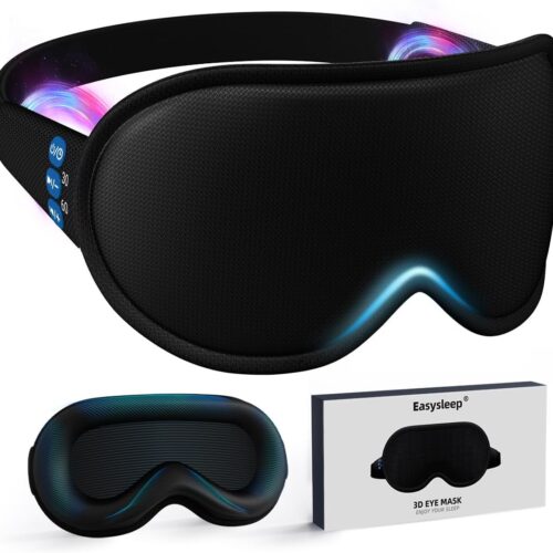3D Sleep Mask Sleep Headphones White Noise Sleep Eye Mask with 31 Soothing Sounds 3 Timer Soft Adjustable Light Blocking Eye Cover Long Playtime for Sleeper Men Women Travel Gift