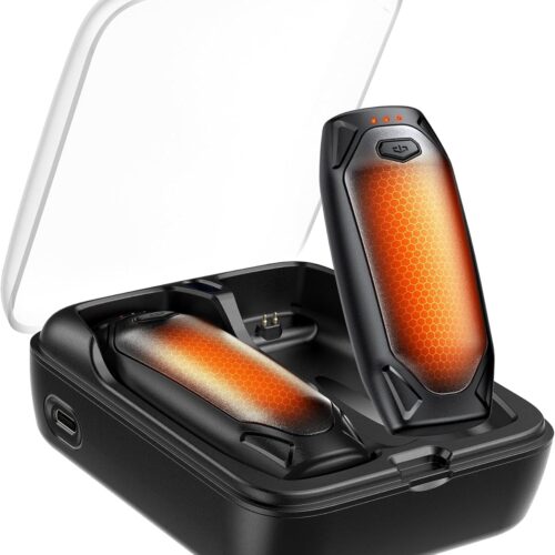 Kesguar Hand Warmers Rechargeable - 2 Pack 14000mAh AI Electric Hand Warmers with Charging Case, Magnetic 2 in 1 Pocket Handwarmers, Portable Heater Gifts for Women/Men/Christmas/Golf/Camping/Hunting