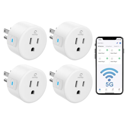 Eightree Smart Plug 5GHz & 2.4GHz, Smart Outlet WiFi Socket with APP Remote Control, Compatible with Alexa & Google Home, 4 Packs