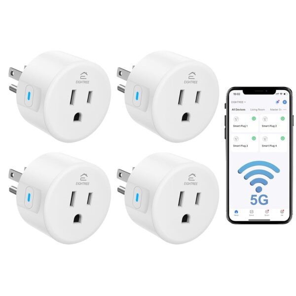 Eightree Smart Plug 5GHz & 2.4GHz, Smart Outlet WiFi Socket with APP Remote Control, Compatible with Alexa & Google Home, 4 Packs 1