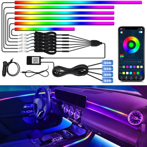 Dreamcolor Interior Car Lights - 10 in 1 LED Strip Lights with APP Control and 213 Color Modes, Decorative Neon Ambient Lighting Kits