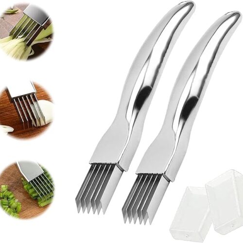 Christmas Stocking Stuffer 2 Packs Shred Silk the Knife, 2024 New ShredKnife Shred Silk the Knife Stainless SteelChopped Green Onion Knife Onion Slicer Thin Multifunctional Vegetable