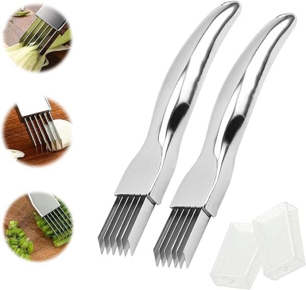 Christmas Stocking Stuffer 2 Packs Shred Silk the Knife, 2024 New ShredKnife Shred Silk the Knife Stainless SteelChopped Green Onion Knife Onion Slicer Thin Multifunctional Vegetable 1