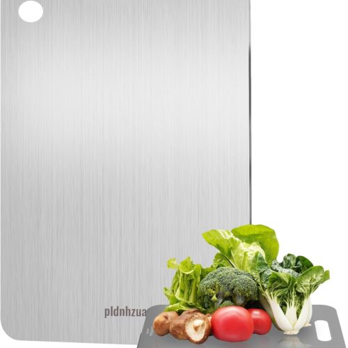 2025 New Ugrade Titanium Cutting Board - Titanium Cutting Boards for Kitchen Steel Metal Cutting Board Outdoor BBQ Party Perfect for Cutting Meat Vegetables Cheese Cutting 11.81x7.48in (Small)
