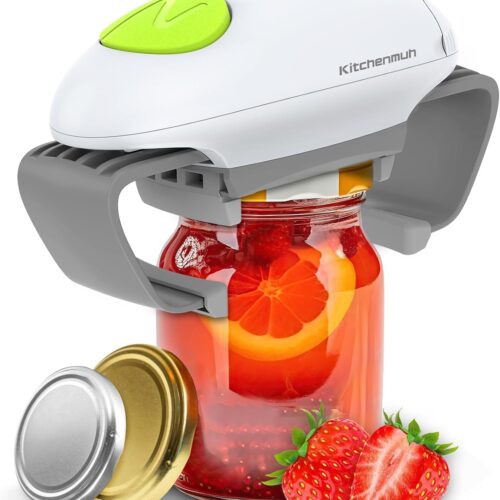 Higher Torque Electric Jar Opener for Seniors with Arthritis Fit Almost Jars Size, Strong Tough Automatic Jar Opener for Weak Hands, Hands Free Battery Operated Bottle Opener for Arthritic Hands White