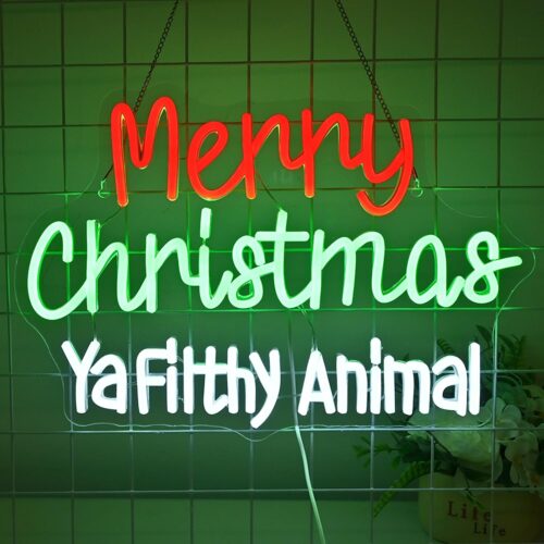 Merry Christmas Neon Sign Christmas Ya Filthy Animal Neon Light for Wall Decor,Neon Lights Signs for Xmax Party Bar Home Decorations Family Gifts