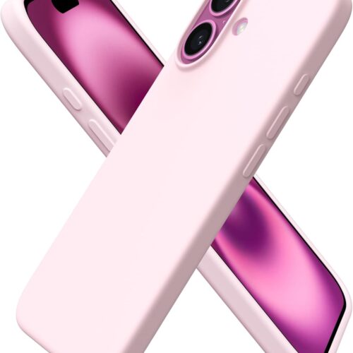 Compatible with iPhone 16 Case 6.1", Slim Liquid Silicone 3 Layers Full Covered Soft Gel Rubber Shockproof Phone Case, Protective Cover with Anti-Scratch Microfiber Lining-Chalk Pink