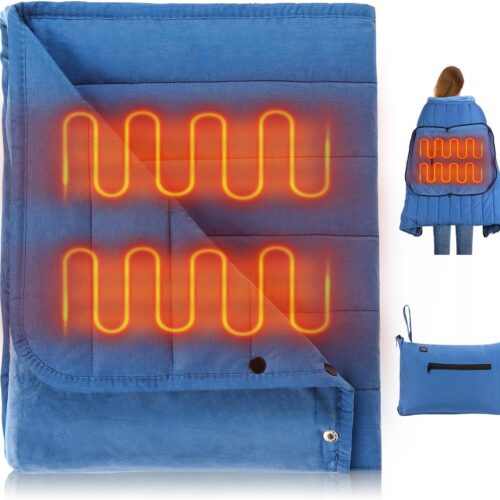 Portable USB Heated Blanket, 3 Heat Settings USB Heated Blanket Throw 3Hrs Auto Off 5V/2A, 54”x38” Overheat Protection Portable Electric Blanket Wrap Machine Washable(Battery Pack Not Included)