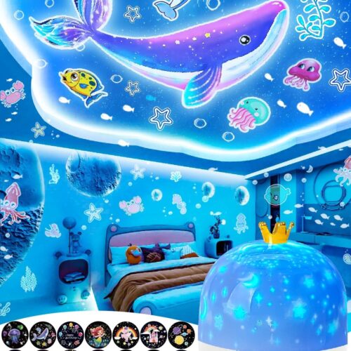 Kids Night Light Projector + 21 Sets of Films, Projector Night Light for Kids Bedroom, Ceiling, Star Galaxy Projector for Baby Girls with 360° Rotation, for Birthday, Christmas, Gifts, Room Decor