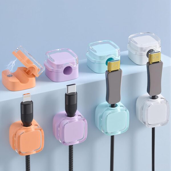 8 Pack Magnetic Cable Clips – Adjustable Cord Holder for Desk, Nightstand, Car, Office | Adhesive Cable Clips & Wire Clips for Cable Management | Organize Charger Holders for Cords, Phone Cord Holder 1