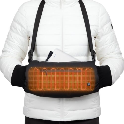 Heated Hand Warmers Pouch with 10000mAh Rechargeable Battery Electric Heated Hand Muff for Football Golf Concert White Elephant Gifts Heated Pocket for Women Men