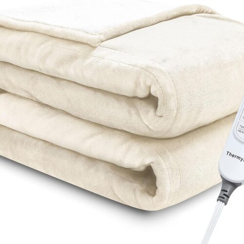 Electric Blanket Full 72"x84" Heated Electric Blankets 10 Heating 12 Time Settings Levels 8 Hours Auto Off Fast Heating and Overheat Protection ETL Certified Machine Washable,Ivory