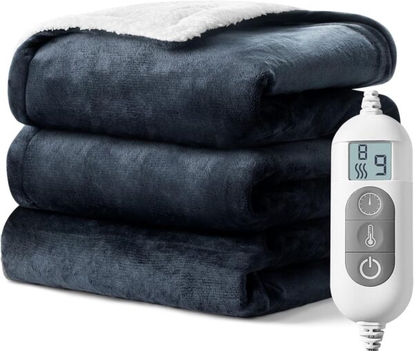 Heated Blanket,Soft Flannel Heated Throw Blanket,Fast Heating Electric Throw Blanket with 8 Heating Levels,9 Hours Auto Shut Off,Overheating Protection, Machine Washable Prefer for Home 1