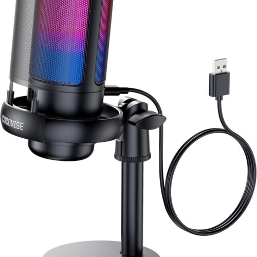 Gaming Microphone for PC: USB Mic for Podcasts Videos & Streaming - Condenser Mic with Quick Mute & Pop Filter - RGB Microphone Gift for Gamer boys - Compatible with PS4/5 & Computer & Laptop