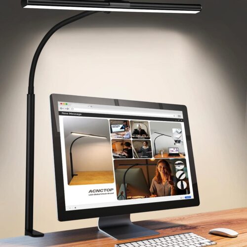 Desk Lamp for Office Home - Eye-Caring Architect Task Lamp 25 Lighting Modes Adjustable LED Desk Lamp Flexible Gooseneck Clamp Light for Workbench Drafting Reading Study