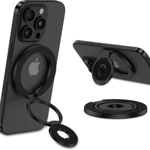 Magnetic Ring Holder for MagSafe Dual-Side Magnetics, Adjustable Phone Grip with Kickstand for Samsung S25 Ultra S24 FE S23 S22, iPhone 16/15/14/13,Finger Ring Grip Stand Holder for Magnetic Car Mount