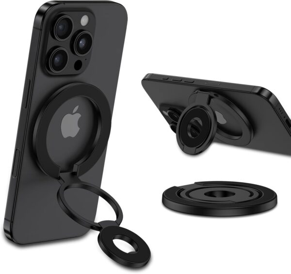 Magnetic Ring Holder for MagSafe Dual-Side Magnetics, Adjustable Phone Grip with Kickstand for Samsung S25 Ultra S24 FE S23 S22, iPhone 16/15/14/13,Finger Ring Grip Stand Holder for Magnetic Car Mount 1