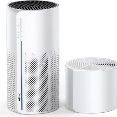 2-in-1 Air Purifier & Humidifier Combo, Advanced 3-Stage Filtration, Whisper-Quiet Operation, Auto Shut-Off, 7-Color LED Light, Ideal for Pet Allergies & Smoke (White)