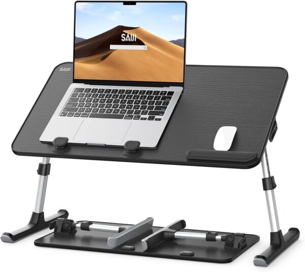 Height & Angle Adjustable Laptop Stand for Bed, Lap Desk Bed Tray Table, Light Weight Foldable Portable Laptop Table for Couch Sofa Chair Floor Desk for Adults, Kids (Black) 1