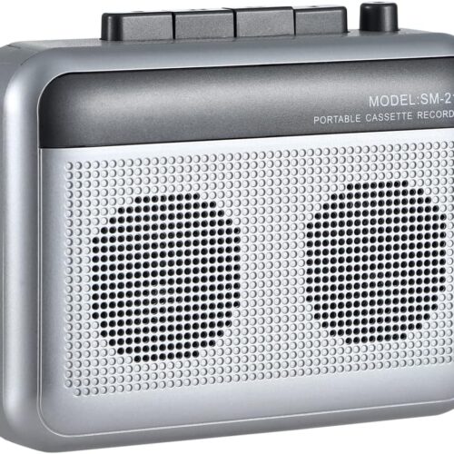 Portable Cassette Player Recorder with Bluetooth Transmitter, Walkman Cassette Tape Player with Headphone Jack, Build-in Speaker, Microphone Jack, Powered by AC Adapter or AA Battery