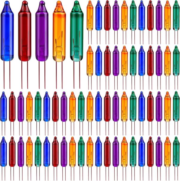 200 Pieces Multicolor Mini 2.5 Volt Replacement Light Bulbs, 0.17 Ampere, 0.42 Watt for Christmas Trees Decorative Light 1
