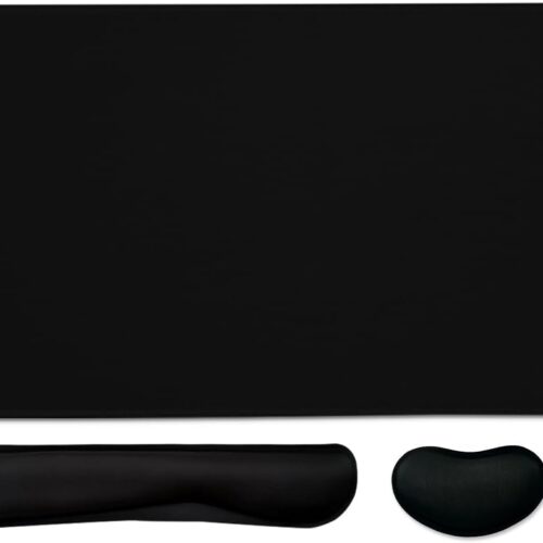 4-in-1 Large Gaming Mouse Pad, Keyboard Wrist Rest Pad & Wrist Support Mousepad Set, Extended Desk Pad Waterproof Desk Mat for Home Office Study Game-Black
