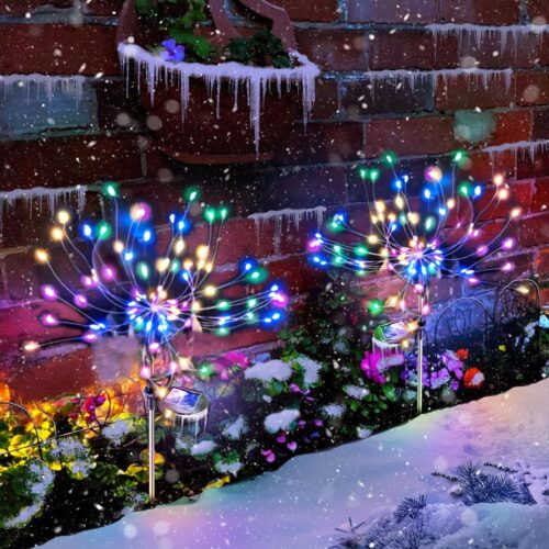 Solar Lights Outdoor Decorative: Bendable Copper Wire with 120 LED Firework Beads - Waterproof DIY Colorful Fun Decorating Yard Garden Patio - Christmas Gifts for Homeowner Over 30
