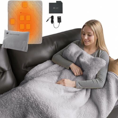 Heated Blanket, Portable Battery Operated Blanket, 10000mAh Large 50"x60" Cordless Rechargeable Electric Throw for Adults, Camping, Car Travel & Home Use