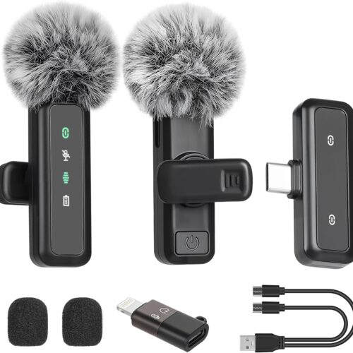 Wireless Lavalier Microphone for iPhone, Mini Mic with LED Display, Plug and Play, Noise Reduction, Phone Microphone for Video Recording, Podcast, YouTube, TikTok (Mic2)
