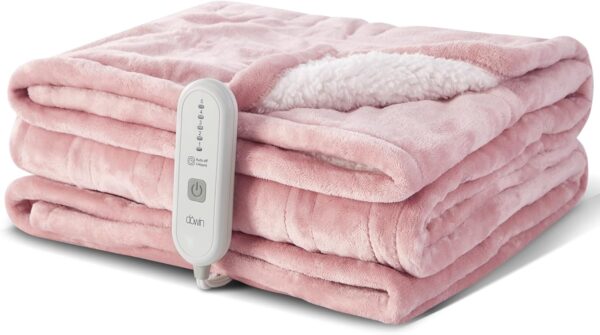 Pink Heated Blanket Electric Throw Fleece Flannel Heating Warming Blankets with Auto Shut Off for Couch Office Chair Bed Adults Fuzzy Cozy Machine Washable 50x60 1