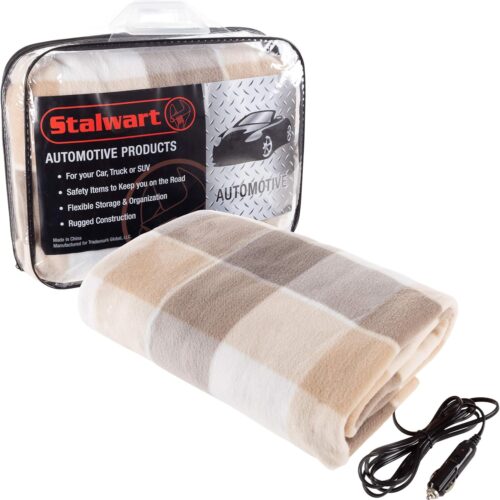 Heated Car Blanket – 12-Volt Electric Blanket for Car, Truck, SUV, or RV – Portable Heated Throw, Camping Essentials (Tan)