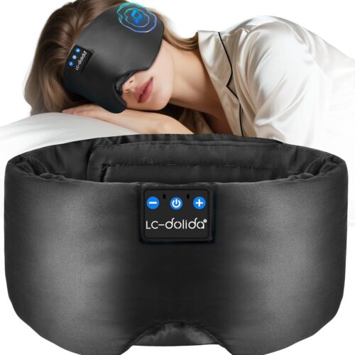 Luxurious Silk Soft Sleep Mask, Sleep Headphones with Bluetooth 5.4 for Side Sleeper, Total Blackout Eye Sleeping Mask for Women and Men, Ideal Gift for Restful Sleep, Travel(Black)
