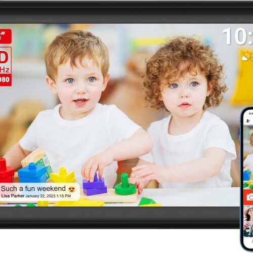 15.6inch FRAMEO Digital Photo Frame with 1920x1080 FHD IPS LCD Touch Screen, Dual-WiFi Share Photos & Videos Via Frameo App, Support USB Drive/SD Card Extend Storage, Motion Sensor, Auto-Rotate