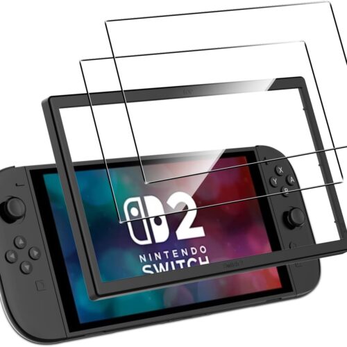 2 Pack Compatible with Nintendo Switch 2 Screen Protector,with Alignment Frame,9H Tempered Glass Film,HD Clear Scratch Resistant,Bubble-Free for Nintendo Switch 2 Retro Game Screen Protector
