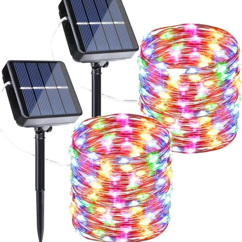 Solar Fairy Lights, 2-Pack Total 80FT 240LED Solar String Lights Outdoor Waterproof 8 Lighting Modes for Fence Party Garden Patio Yard Home Holiday Tree Outdoor Decoration (Multicolor)