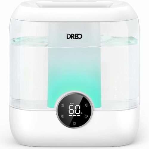 6L Top Fill Humidifiers for Bedroom, 60H Runtime 28 dB Quiet Supersized Cool Mist Air Humidifiers for Large Room, Baby Nursery, Plant, Indoor, Night Light, Easy to Clean, Precise Humidity Control