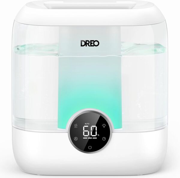 6L Top Fill Humidifiers for Bedroom, 60H Runtime 28 dB Quiet Supersized Cool Mist Air Humidifiers for Large Room, Baby Nursery, Plant, Indoor, Night Light, Easy to Clean, Precise Humidity Control 1