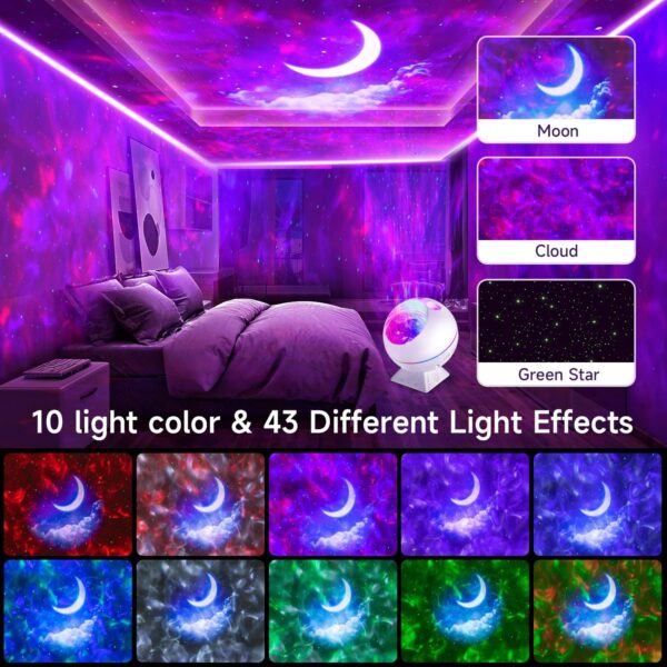 Galaxy Projector for Bedroom, 43 Lighting Modes Moon Star Projector Galaxy Lights for Bedroom,Vibrant & Dimmable Starlight Room Lights,Remote Cloud Night Lights for Room Decor, Kids Gifts 2