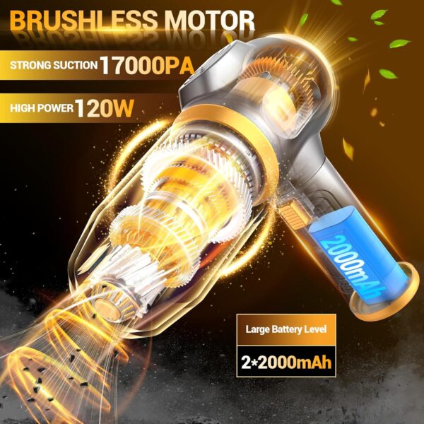 Portable Car Vacuum Cordless Mini Handheld Vacuums Cleaner Rechargeable with LCD Display and Multi-Nozzles, High Power hand held cleaners for Car, Home, Office, Sofa, Pet Hair,keyboard (Black) 2