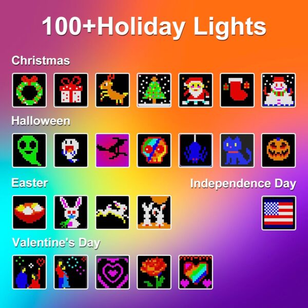 Smart Animated Curtain String Lights Remote APP Control 6.6 x 6.6Ft 400LED RGB Color Changing Waterproof DIY Hanging Window Fairy Light Programmable Music Sync for Christmas,Halloween,4th of July 2